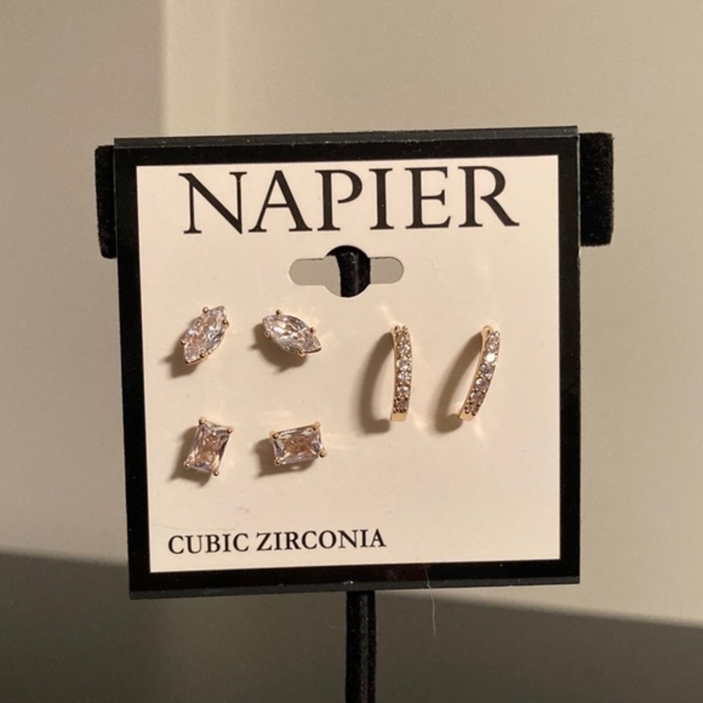 Napier Gold and Silver Cubic Zirconia Earrings